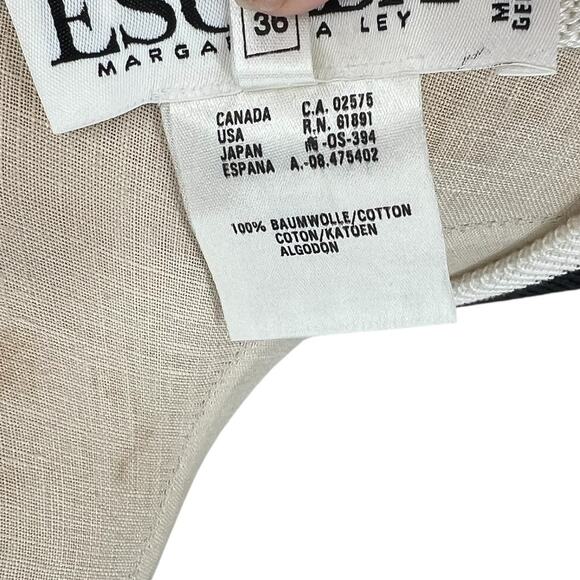 Escada Vintage Sweater Butterfly Stripe Print Cotton Cream Black Size 36 US 6 - Picture 11 of 12